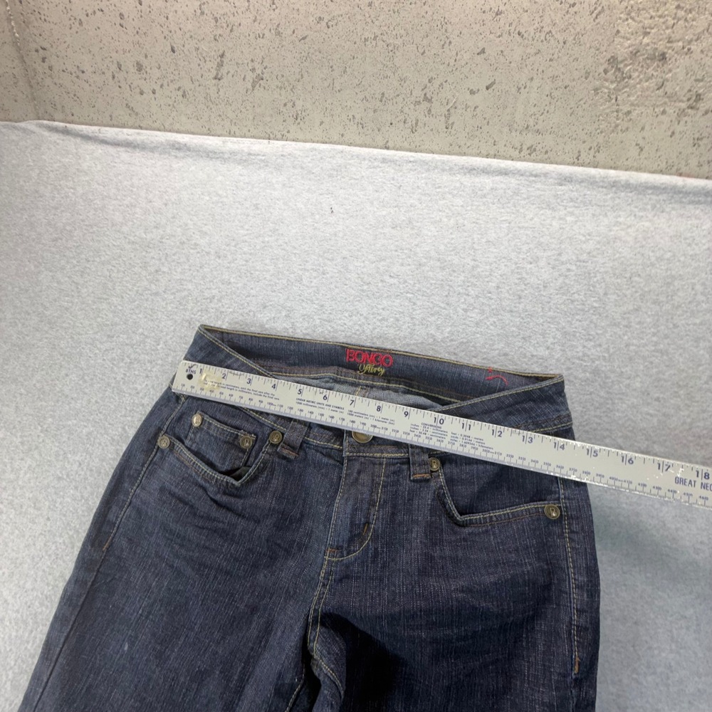 Bongo D'Flirty Womens Dark Wash Low Rise Flare Jeans Size 5 Stretch Blue Denim - Picture 3 of 11